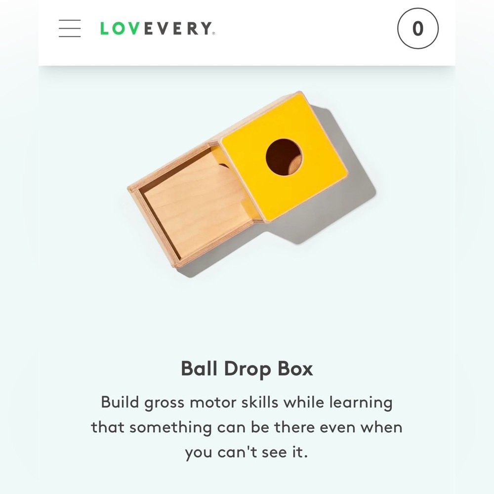 Lovevery Ball Drop Box with 1 wooden ball